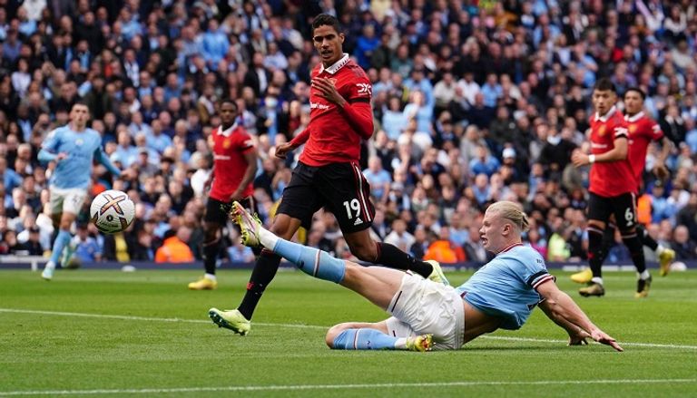 هالاند في ديربي مانشستر سيتي ومانشستر يونايتد إيرلينغ هالاند ومحمد صلاح