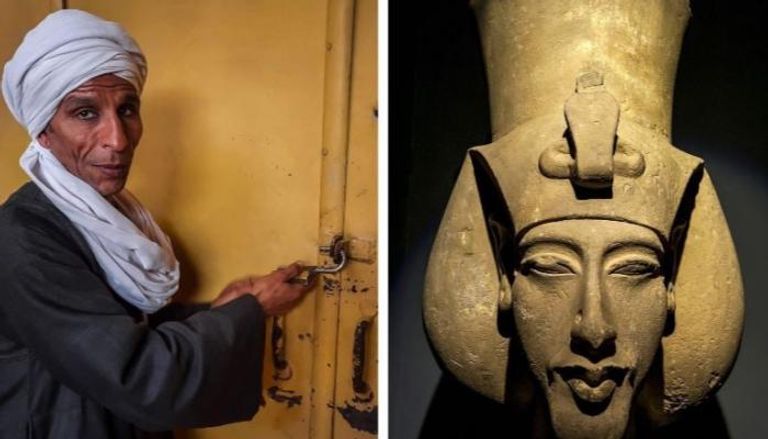 تمثال الملك المصري أخناتون وحارس مقبرته