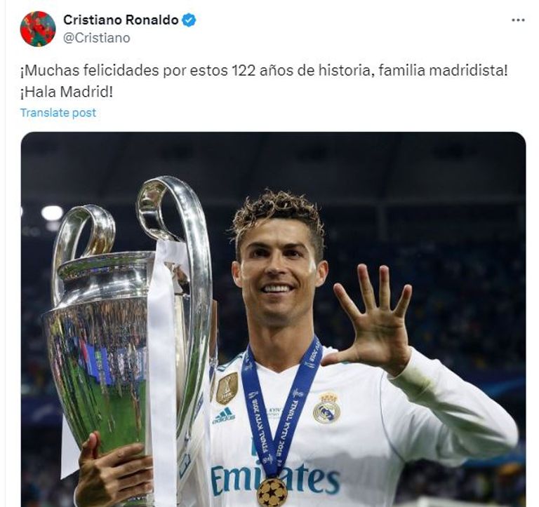 تغريدة رونالدو البرتغالي كريستيانو رونالدو أسطورة ريال مدريد