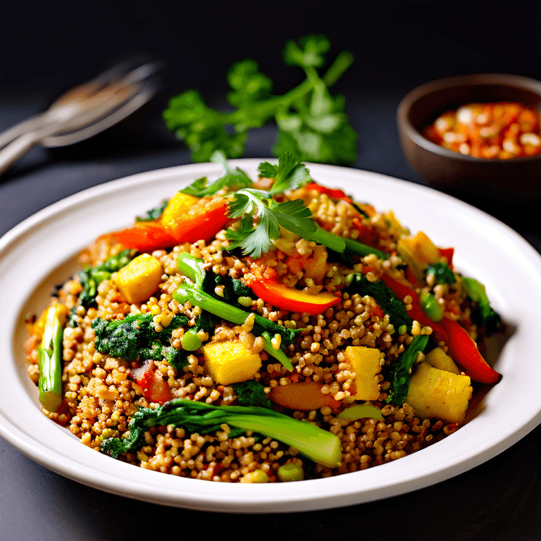 الطبق الرئيسي لوجبة اليوم السادس من (الدخن والخضروات المقلية)