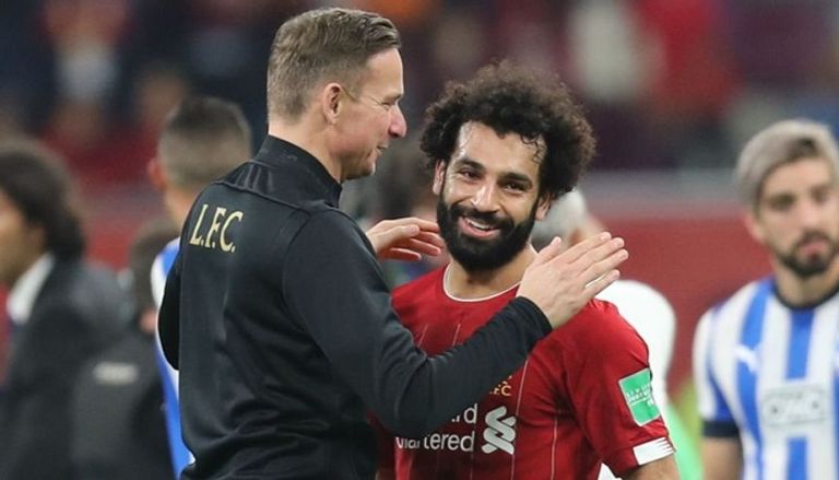 محمد صلاح وبيب ليندرز يورغن كلوب مدرب ليفربول الإنجليزي