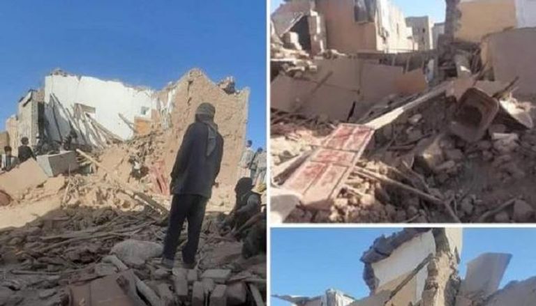 المنازل التي فجرها الحوثيون في رداع اليمنية