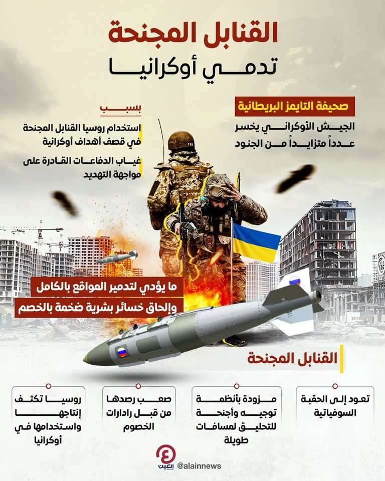 جندي أوكراني يتفقد الدمار الناجم عن قنبلة مجنحة