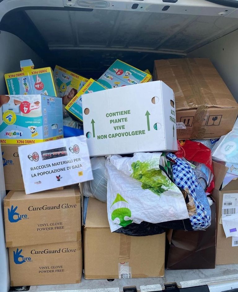 مساعدات بالجملة من جمهور ميلان لضحايا قطاع غزة