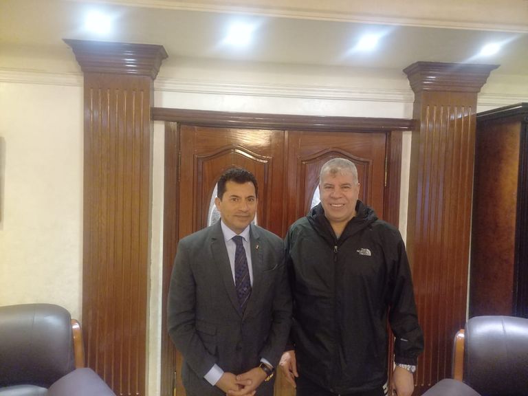 الإعلامي أحمد شوبير مع الدكتور أشرف صبحي وزير الشباب والرياضة