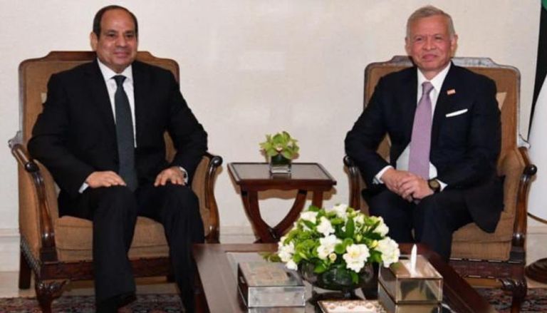 الرئيس المصري والعاهل الأردني خلال لقائمها اليوم 