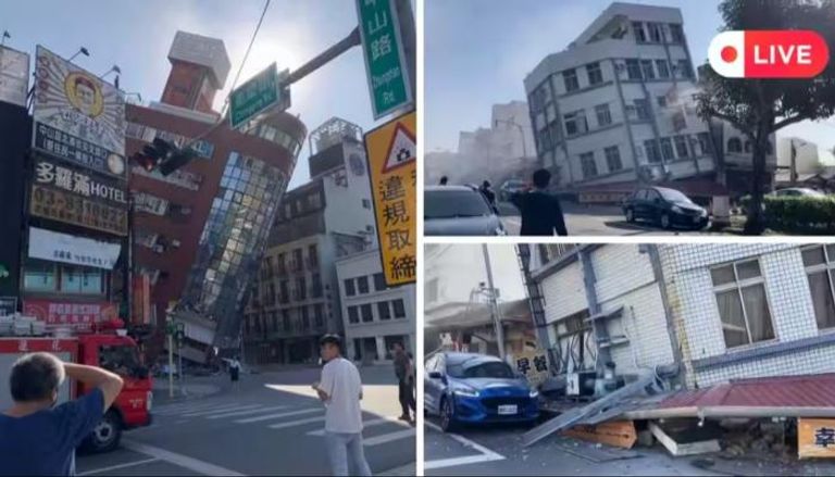 مباني تنهار في زلزال تايوان