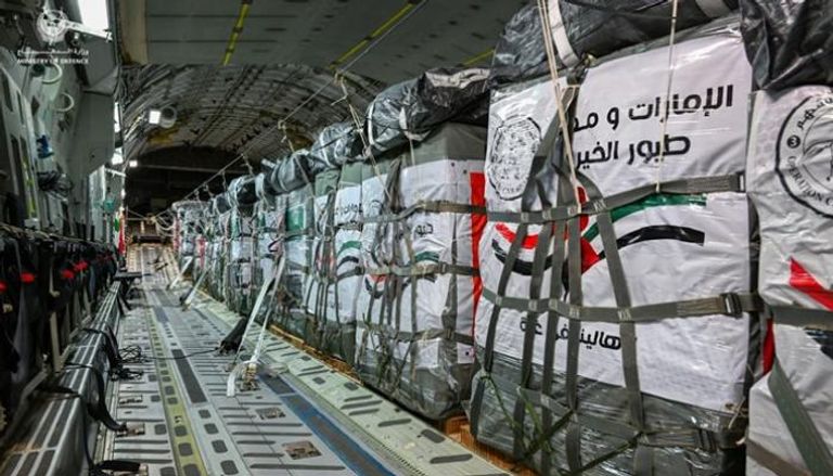 جانب من المساعدات الإنسانية الإماراتية لغزة