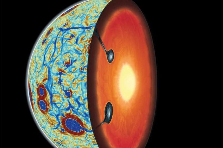 رسم توضيحي تخطيطي للجانب القريب من القمر الكثير من فهمنا لأصل القمر يأتي من عينات الصخور التي جمعتها مهمة أبولو