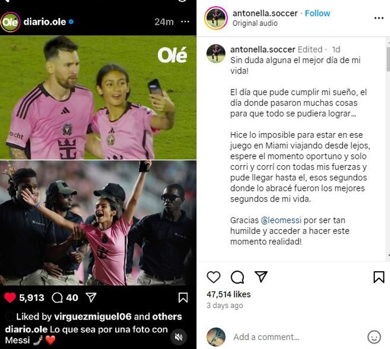 الفتاة الأمريكية وميسي ليونيل ميسي نجم إنتر ميامي الأمريكي