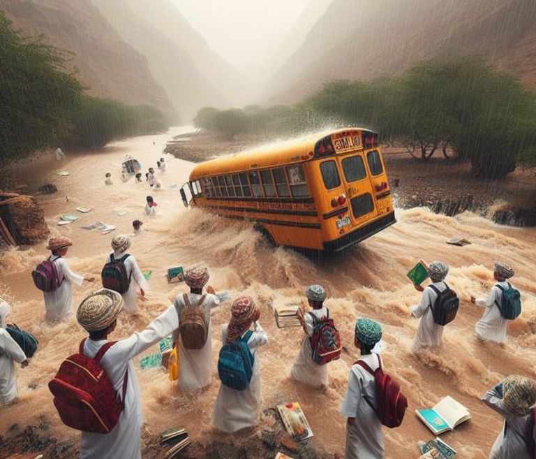 السيول تغرق شوارع عمان