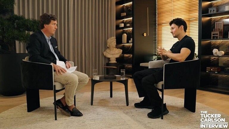 مقابلة جمعت الثنائي بافيل دوروف و تاكر كارلسون تليغرام- أرشيفية