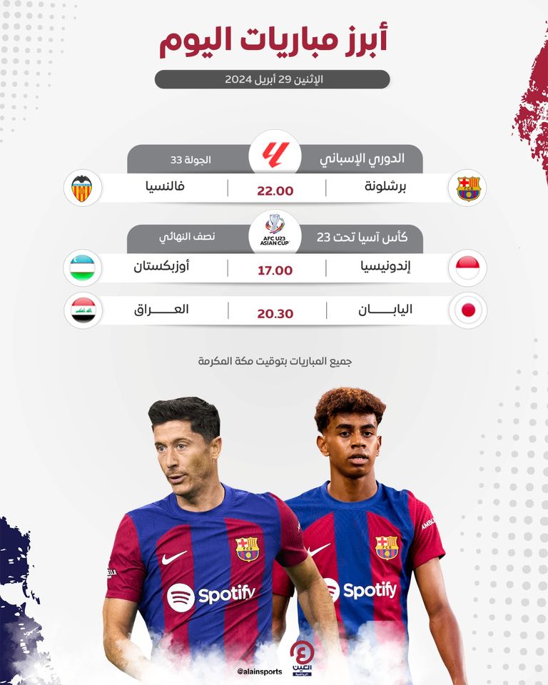 جدول مباريات اليوم الإثنين ٢٩ أبريل ٢٠٢٤ والقنوات الناقلة مباريات اليوم
