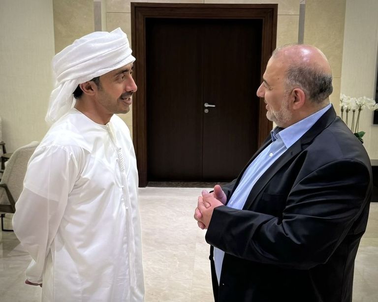 عبدالله بن زايد يلتقي منصور عباس عضو الكنيست الإسرائيلي