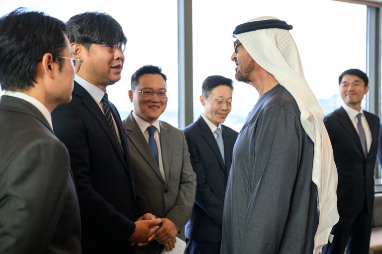 الشيخ محمد بن زايد آل نهيان مع وفدي الشركات الكبرى وريادة الأعمال