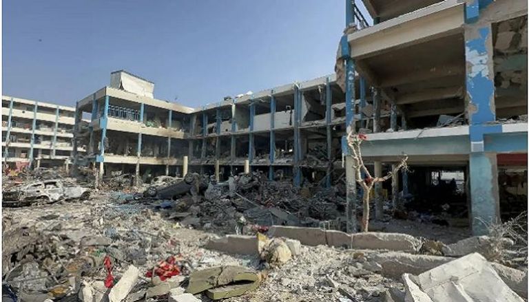 مدرسة مدمرة بغزة جراء غارات إسرائيلية - أرشيفية