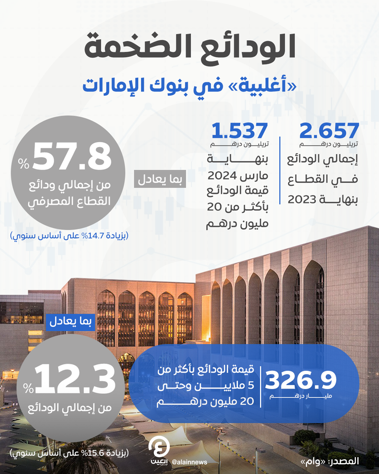 بنوك الإمارات تجذب المزيد من الودائع الكبيرة