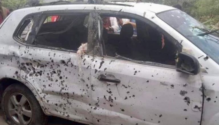 السيارة المستهدفة في هجوم القاعدة في أبين اليمنية
