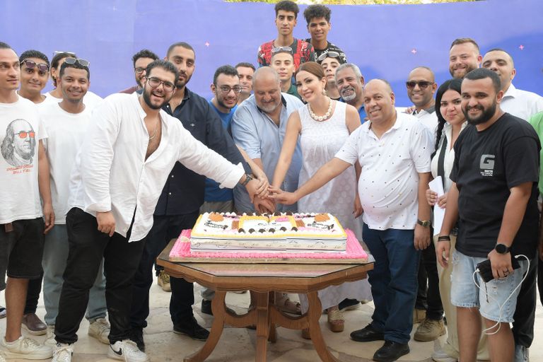 خالد الصاوي ونسرين طافش وفريق عمل الفيلم