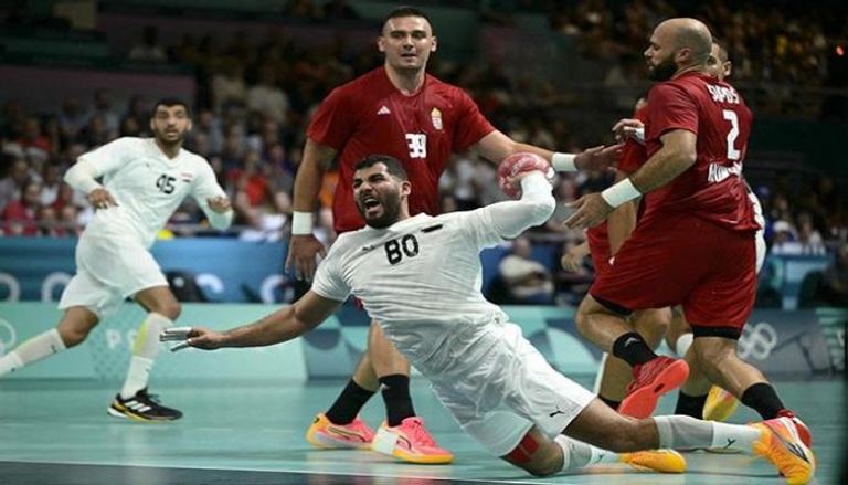 منتخب مصر لكرة اليد في مباراته ضد الدنمارك