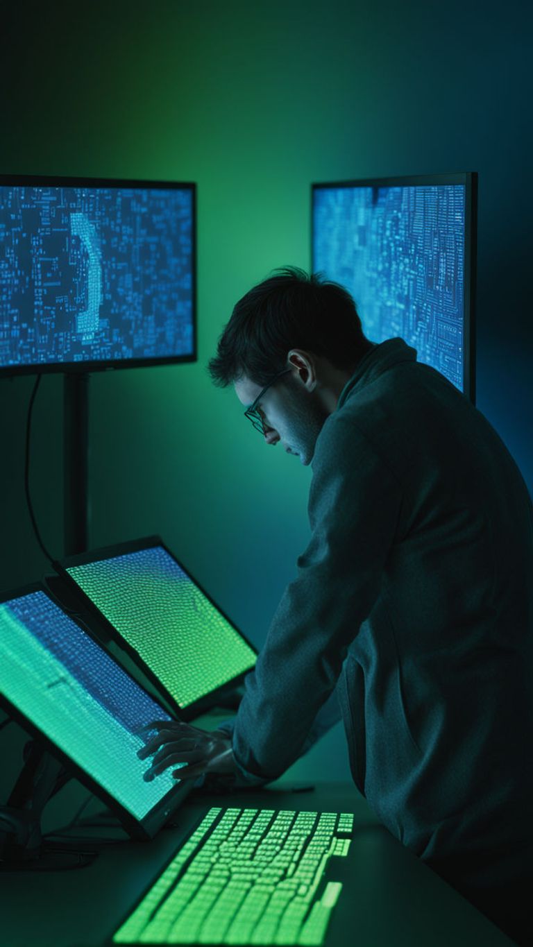 شخص يستخدم الذكاء الاصطناعي لصنع أسلحة بيولوجية - صورة مخلقة بالذكاء الاصطناعي