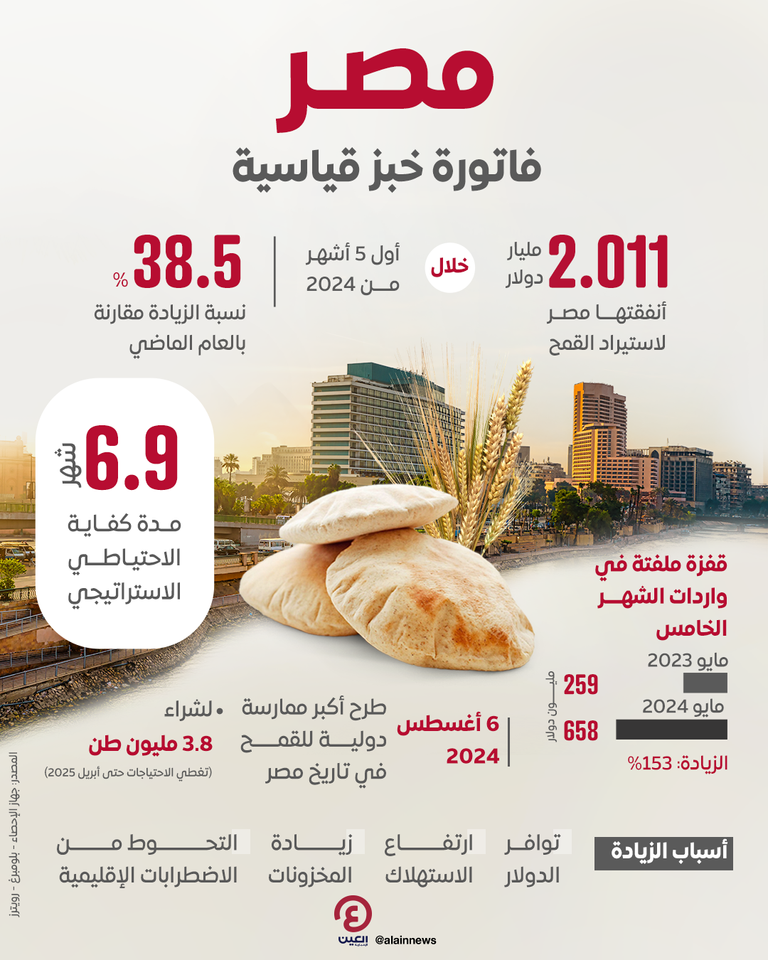مصر.. فاتورة خبز قياسية مصر.. فاتورة خبز قياسية