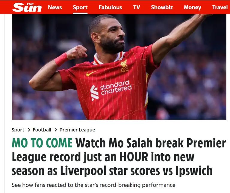 صحيفة ذا صن محمد صلاح مهاجم ليفربول