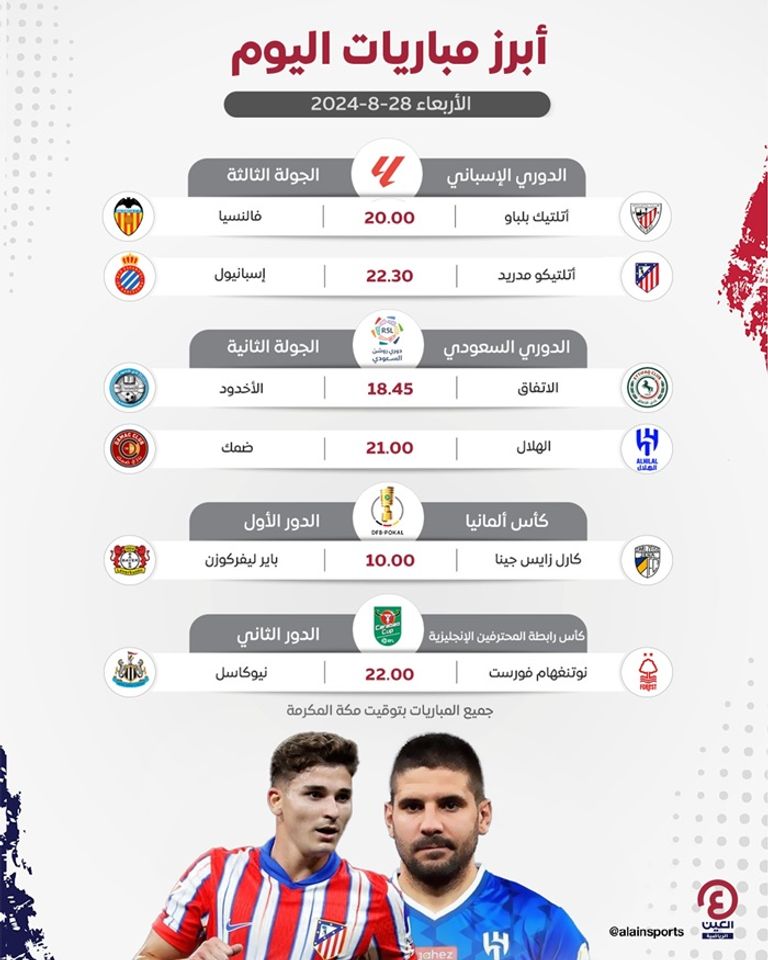 مباريات اليوم مباريات اليوم