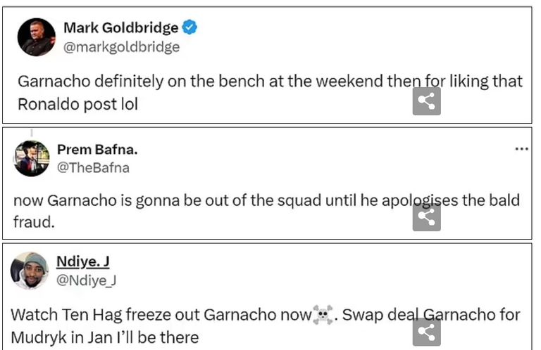 تعليقات الجماهير أليخاندرو غارناتشو وكريستيانو رونالدو