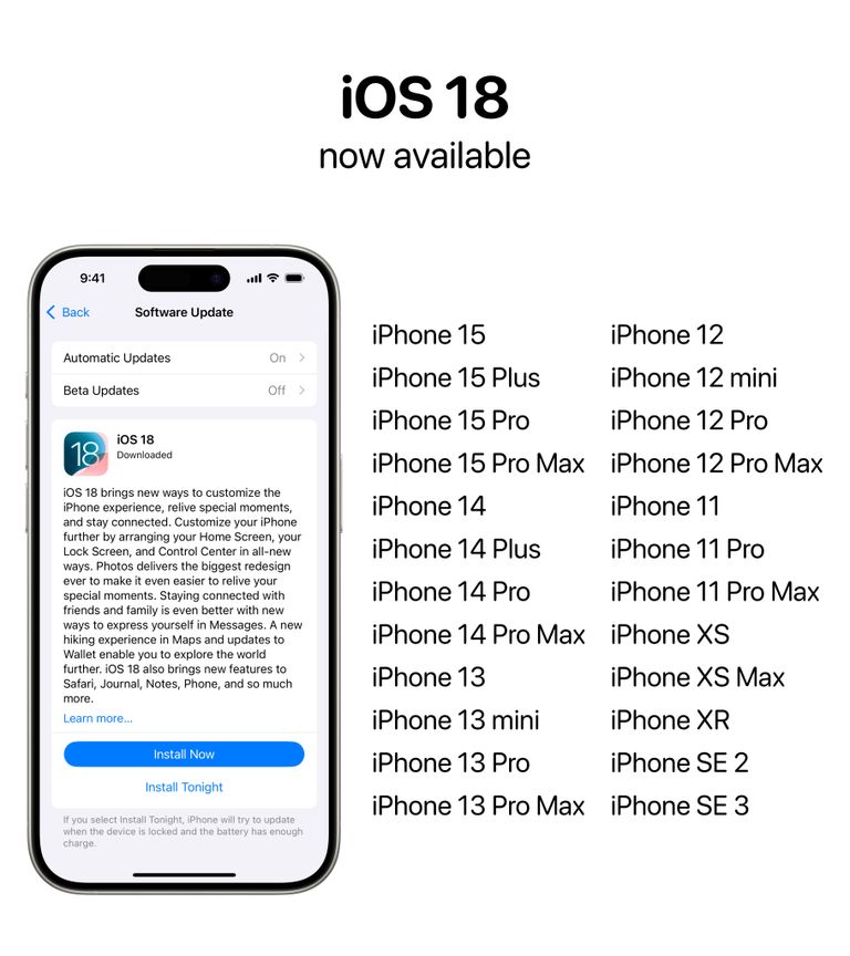 نظام التشغيل iOS 18