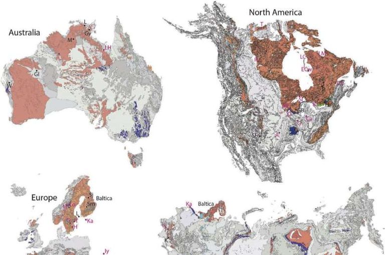 مناطق القشرة القارية القريبة من خط الاستواء خلال العصر الأوردوفيشي. الأرض ربما كانت تمتلك نظاما حلقيا منذ حوالي 466 مليون عام