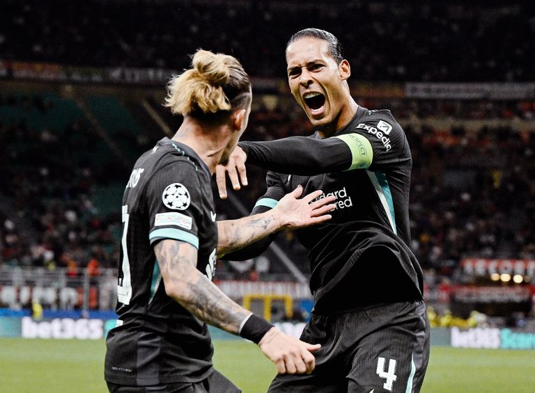 فان دايك وتسيميكاس هدف فان دايك في شباك ميلان