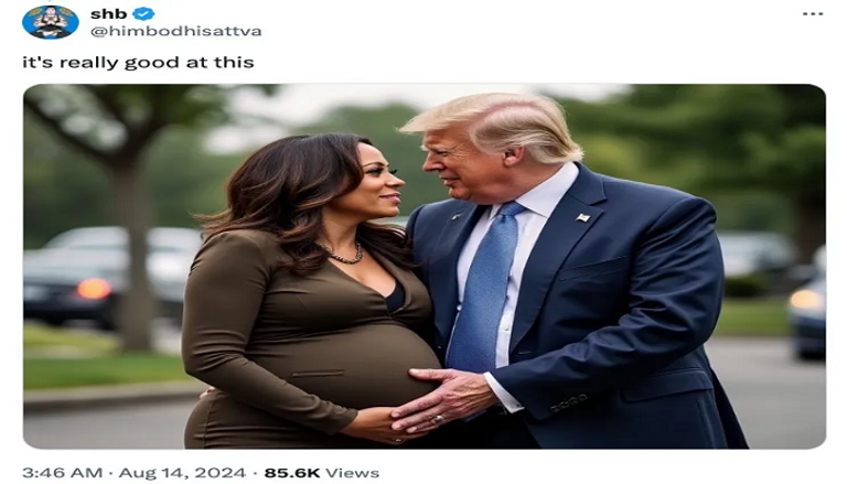 صورة زائفة تجمع ترامب وكامالا هاريس