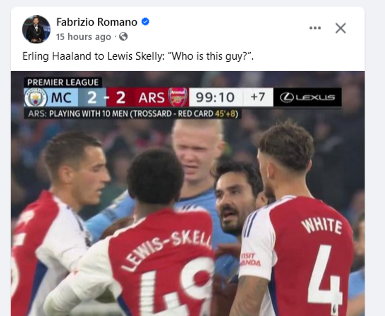 إيرلينغ هالاند ولويس سكيلي لويس سكيلي لاعب أرسنال