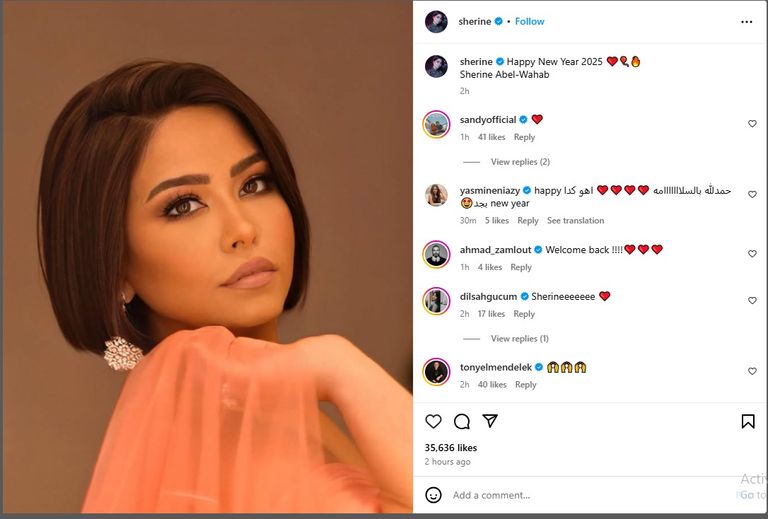 صورة حديثة للفنانة شيرين عبدالوهاب