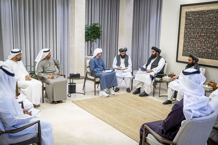 جانب من لقاء الشيخ عبدالله بن زايد آل نهيان بالوزير الأفغاني