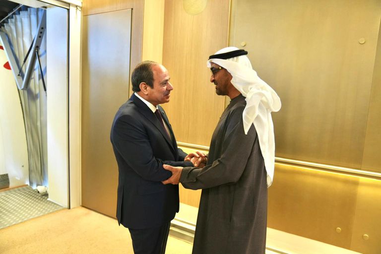 الشيخ محمد بن زايد آل نهيان يستقبل السيسي - الرئاسة المصرية