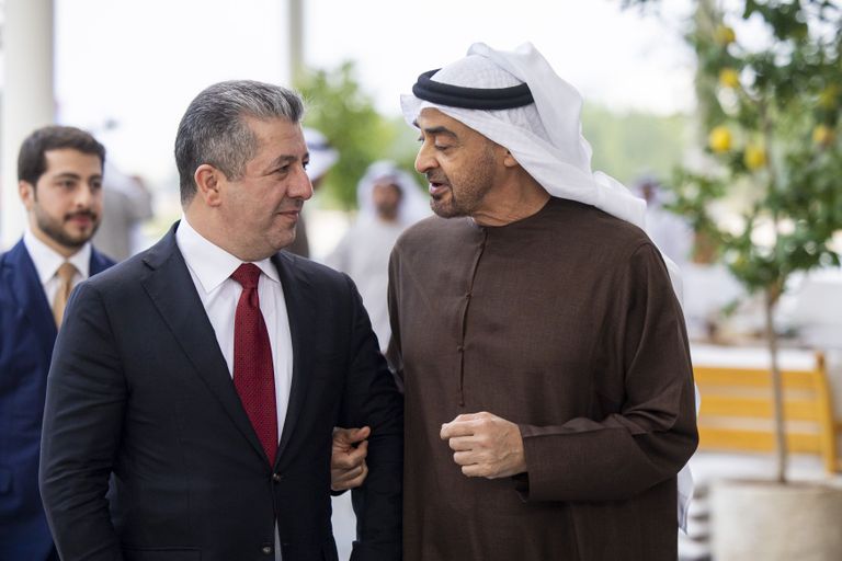 الشيخ محمد بن زايد آل نهيان مع رئيس حكومة إقليم كردستان العراق