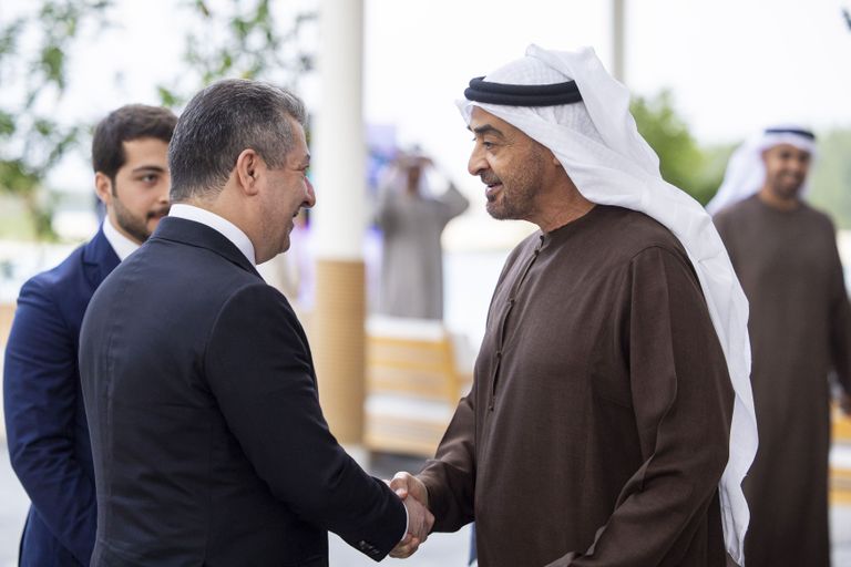 الشيخ محمد بن زايد آل نهيان مع رئيس حكومة إقليم كردستان العراق