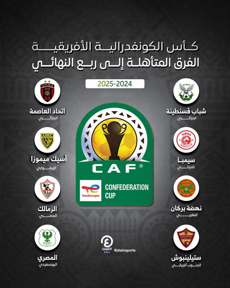 الفرق المتأهلة لربع نهائي الكونفدرالية الزمالك المصري