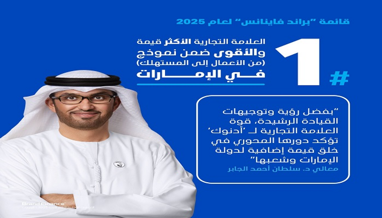 أدنوك ضمن أقوى 5 علامات تجارية في العالم