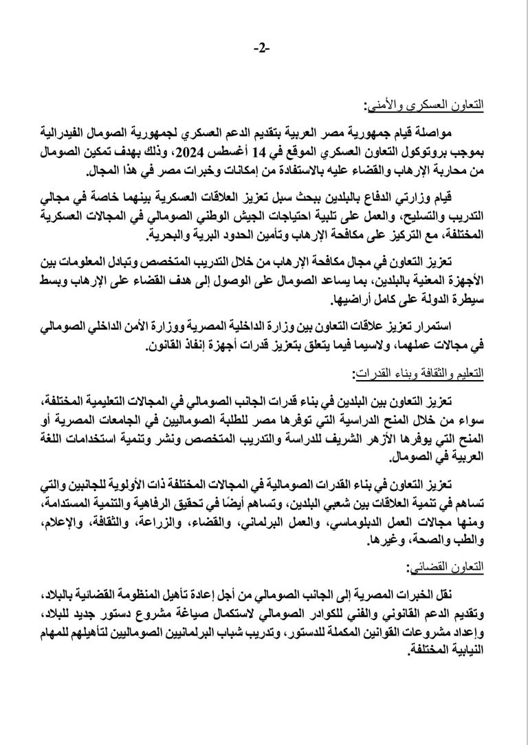 الرئيسان المصري عبدالفتاح السيسي والصومالي حسن شيخ محمود