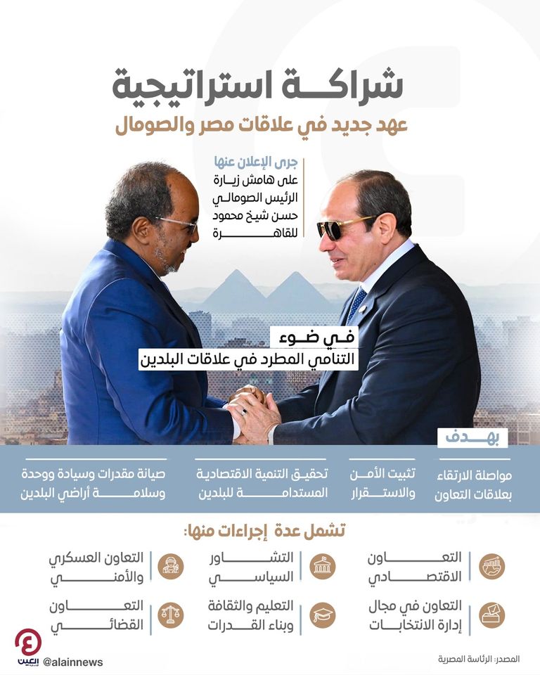 الرئيسان المصري عبدالفتاح السيسي والصومالي حسن شيخ محمود