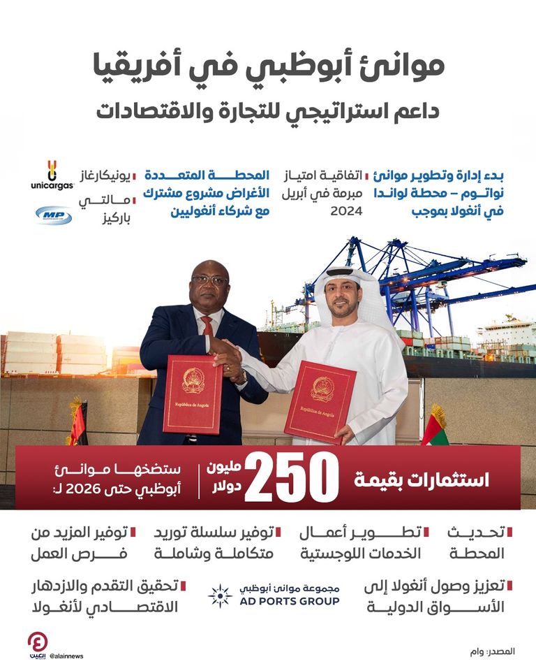 شراكة استراتيجية بين موانئ أبوظبي وسلطة موانئ لواندا