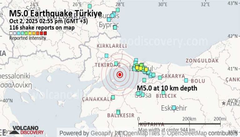 تفاصيل زلزال تركيا اليوم