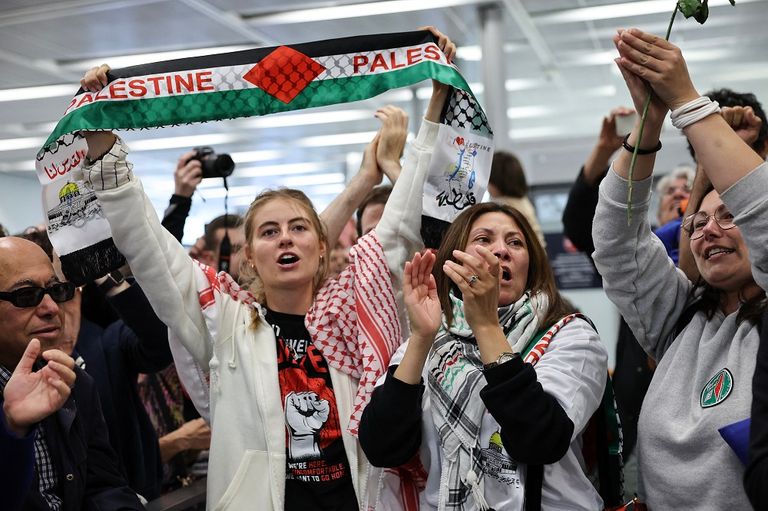 جانب من المظاهرات المؤيدة للفلسطينيين