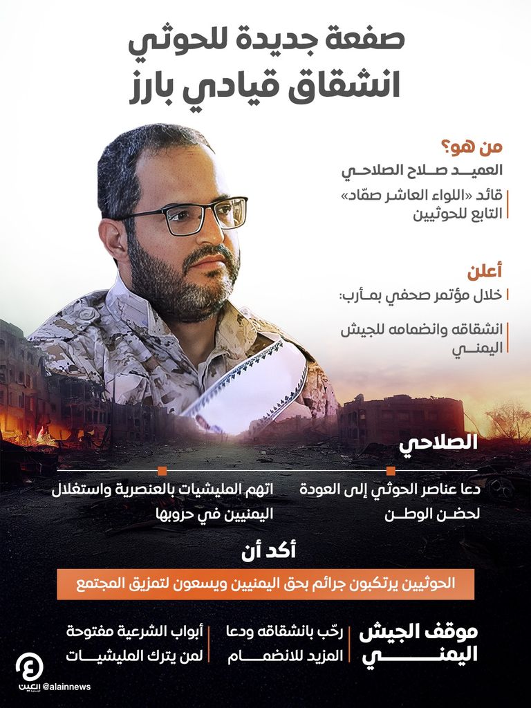 القيادي العسكري الحوثي المنشق مع متحدث الجيش اليمني