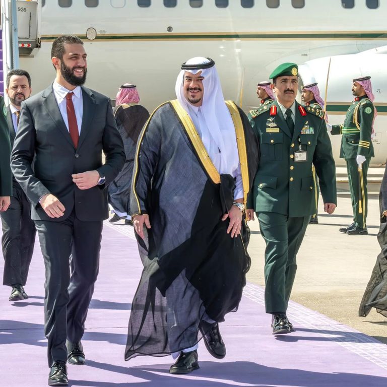 الرئيس السوري أحمد الشرع يصل إلى الرياض - واس الرئيس السوري أحمد الشرع يصل إلى الرياض - واس