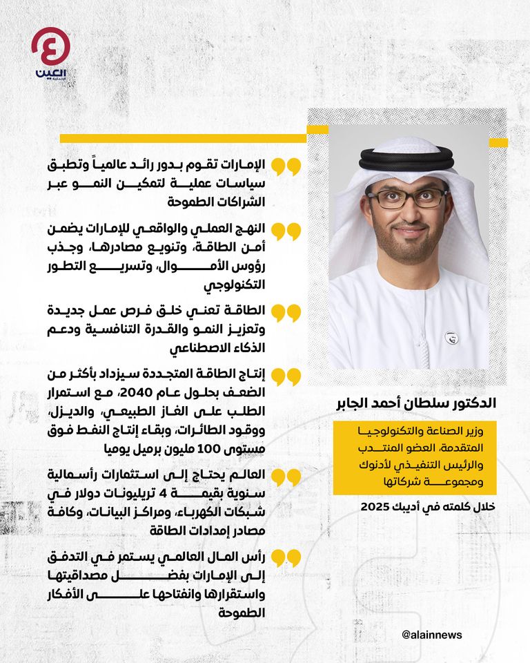 الدكتور سلطان الجابر وزير الصناعة والتكنولوجيا المتقدمة الإماراتي
