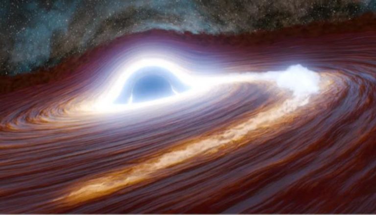 رسم توضيحي لأكبر وأبعد توهج ثقب أسود شوهد على الإطلاق